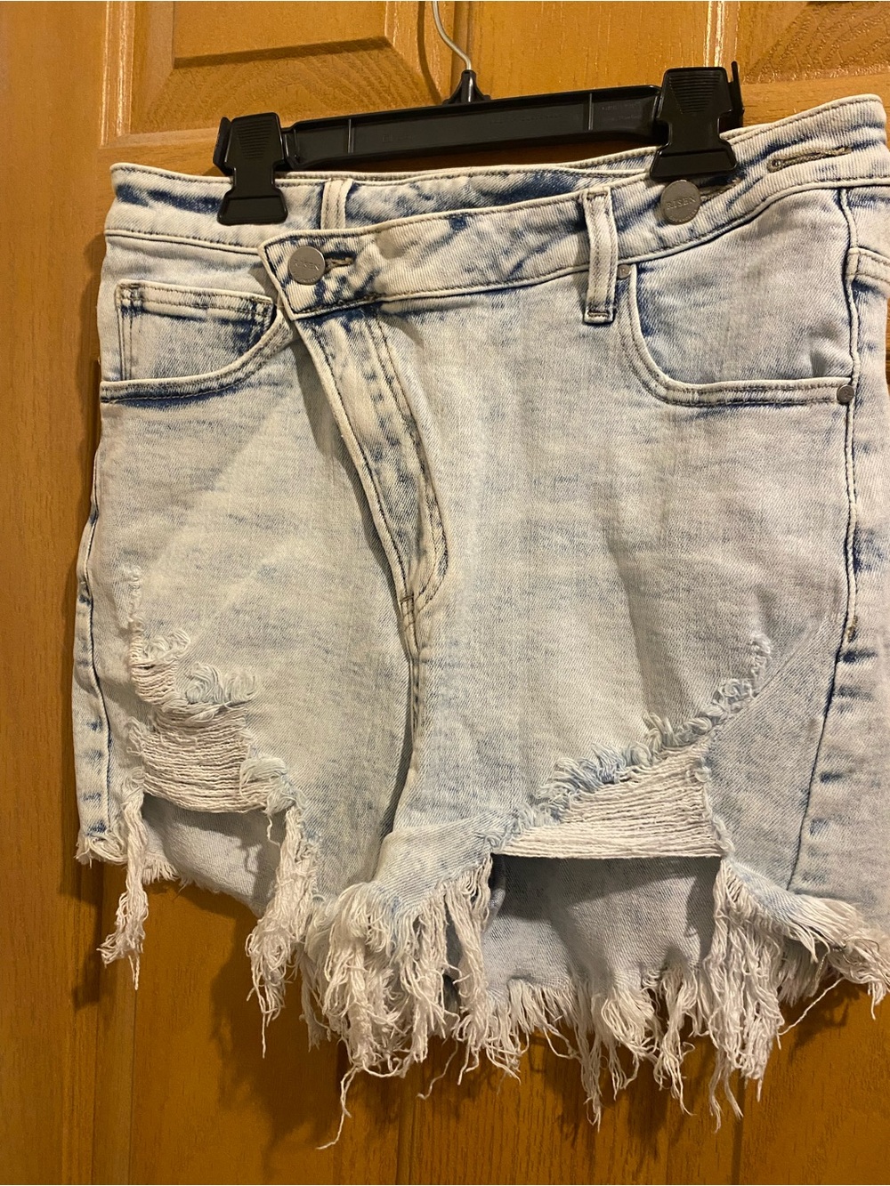 Women's Light Acid Wash Distressed Denim Shorts